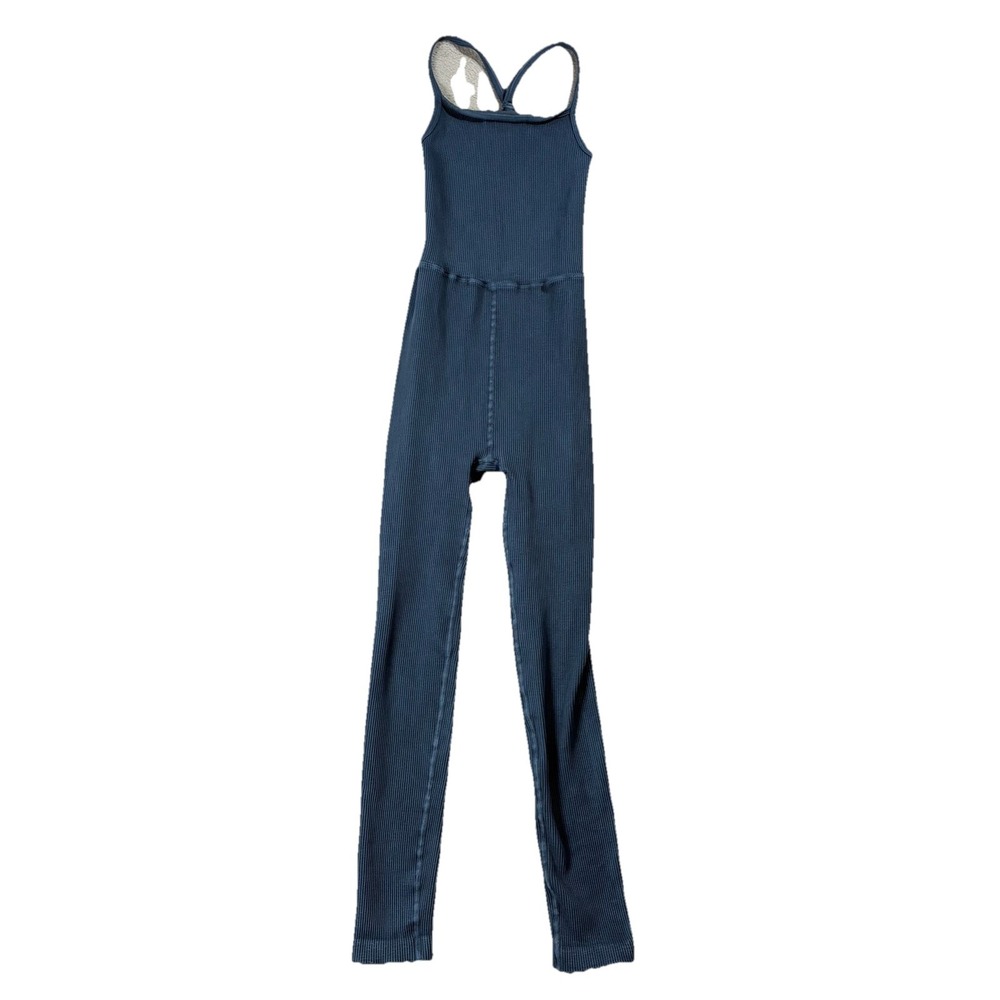 Free People FP Movement One Piece Ribbed Body Suit Blue Women's XS Athleisure